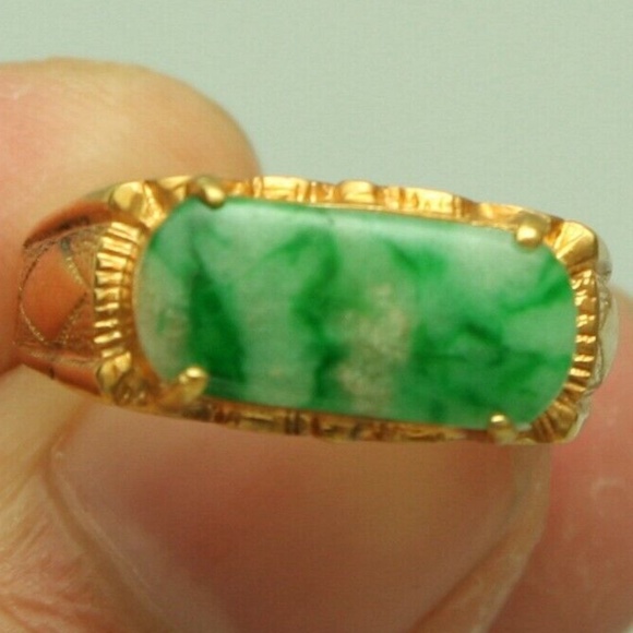 Cert'd Genuine Untreated Green A Jadeite Jade 925 Silver US 6 Ring - Picture 9 of 12